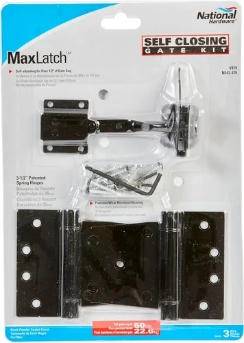 Vista 2 de National Hardware Kit de puerta de cierre automático, bisagras y pestillo