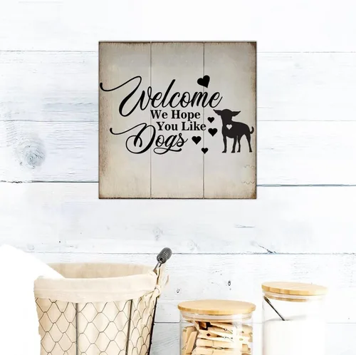 Vista 6 de Welcome We Hope You Like English Cocker Spaniel Dog Wood Sign Rustic Wall Plaque Dogs Lovers Wall Decor Hanging Plaque Sign for Home Kitchen Bar