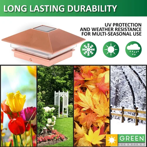 Vista 6 de Postes solares GreenLighting Nominal 4 x 4 Slim LED, lámpara con remate para postes de madera, Bronce
