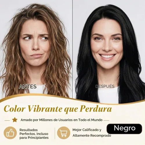Vista 2 de Champú de tinte para el cabello 3 en 1, cobertura de canas durante 3 a 4 semanas, champú para colorear negro para todo tipo de cabello, fórmula