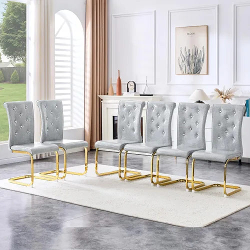 Vista 31 de gopop Juego de 2 sillas de comedor Juego de sillas de cocina modernas Cojín de piel sintética Patas de metal de alta resistencia Respaldo