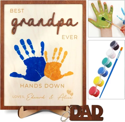 Vista 39 de Regalos personalizados de béisbol con texto en inglés «We Caught the Best Dad», regalos para el Día del Padre de parte del hijo, marco de madera