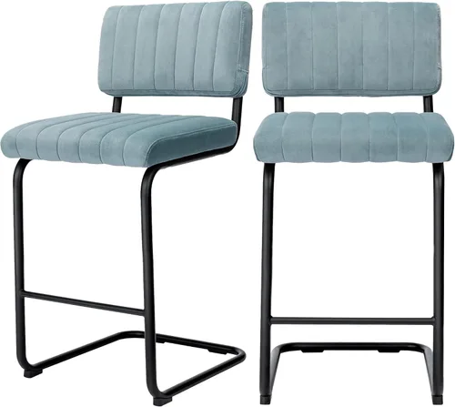Vista 8 de ONEVOG Taburetes modernos de altura de mostrador con respaldo de terciopelo, juego de 2 taburetes de bar con patas de metal sólido de 24 pulgadas