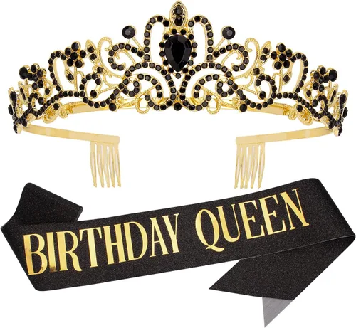Vista 16 de Velscrun Tiara - Corona de Reina de Cumpleaños con Diamantes de Imitación y Banda Tiara de cumpleaños 27