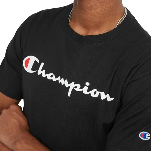 Vista 4 de Champion Camiseta para hombre, camiseta gráfica clásica, camisetas suaves y cómodas para hombres, logotipo de escritura regular o grande y alto