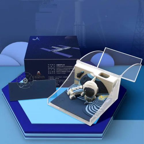 Vista 5 de Tastefully Bloc de notas 3D, 196 hojas de arte para tallar, bricolaje, calcomanías creativas, papeles, tarjetas, manualidades, astronautas