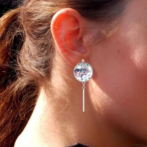 Vista 3 de Retro Hippie Car Love Bus Mini Van Sun Yin Yang Alien Dangle Drop Earrings for Women Girls, Fashion Jewelry Gift for Women, Birthday Christmas Gifts
