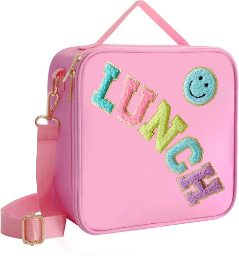 Vista 10 de Bolsa de almuerzo aislada con correa ajustable para el hombro, lonchera grande de nylon con aislamiento, bolsa de almuerzo reutilizable con asa
