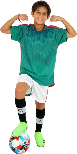 Vista 9 de PAIRFORMANCE Uniformes de fútbol para niños, camiseta deportiva de equipo y pantalones cortos para niños, ropa deportiva, unisex, de 4 a 14 años