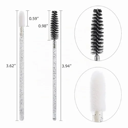 Vista 2 de 200 cepillos de labios y carrete de cejas, aplicador de lápiz labial desechable de cristal, varitas de rímel, kits de herramientas de belleza
