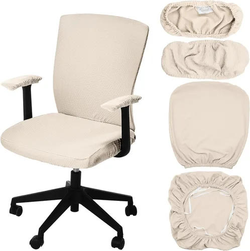Vista 14 de Tallew 4 fundas para sillas de oficina, fundas universales para sillas de computadora, fundas protectoras elásticas para asiento de silla, fundas
