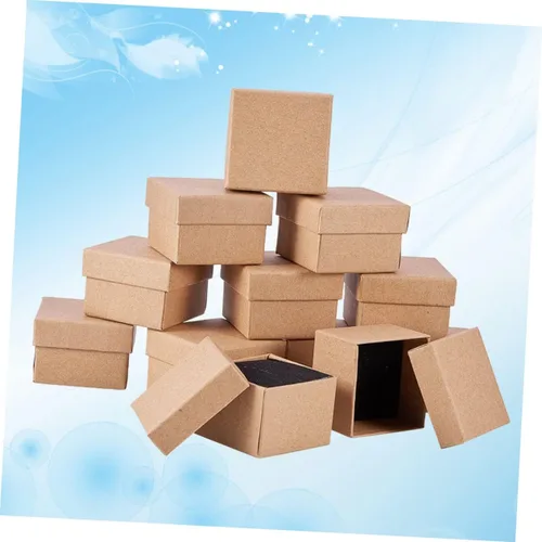 Vista 3 de NOLITOY 48 piezas de papel kraft simple almacenamiento de regalo de anillo de señoras organizador herramienta regalo decorativo collar joyería regalo