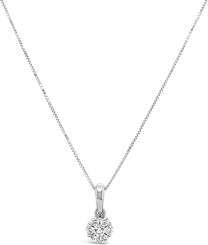 Vista 3 de Cadena de oro blanco de 10 quilates y colgante de diamante halo de 15 quilates, joyería pequeña, pequeña y minimalista para mujer, ideal