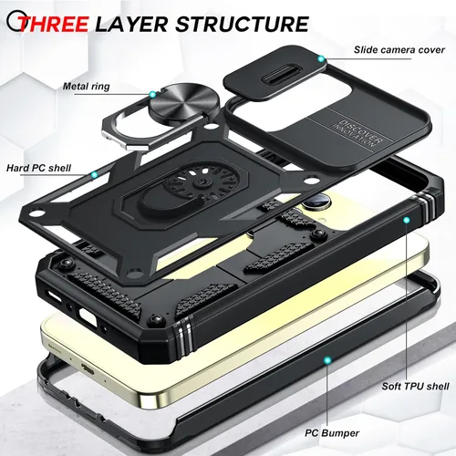 Vista 3 de LeYi Funda para teléfono Galaxy A35-5G: Protector de pantalla Galaxy A35 5G con protector de pantalla de vidrio templado 3PCS