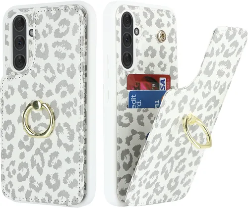 Vista 35 de Lipvina Funda para Samsung Galaxy A03s con tarjetero, Galaxy A03s Funda tipo cartera para mujer, tarjetero de crédito, soporte de anillo, fundas