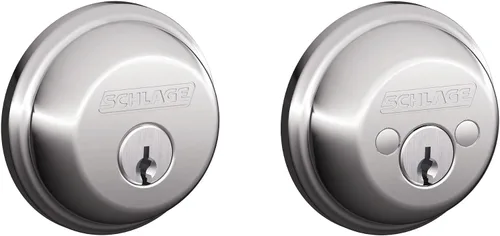 Vista 25 de Schlage Single Cylinder Front Door Deadbolt, Aged Bronze Cerrojo de un solo cilindro con llave exterior y giro en el interior, ajuste universal