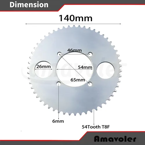 Vista 3 de T8F 54T 2.126 in diente trasero Dirve Sprocket piezas de repuesto para 47cc 49cc 2 tiempos niños chinos mini moto Pocket Bike Gas Scooter ATV Quad