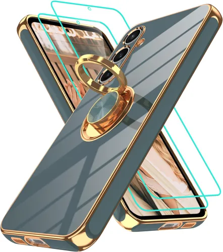 Vista 103 de Funda para Motorola Moto G 5G 2024: Funda Moto G Play 5G 2024 con 2 piezas de protectores de pantalla, soporte de anillo de rotación de 360°