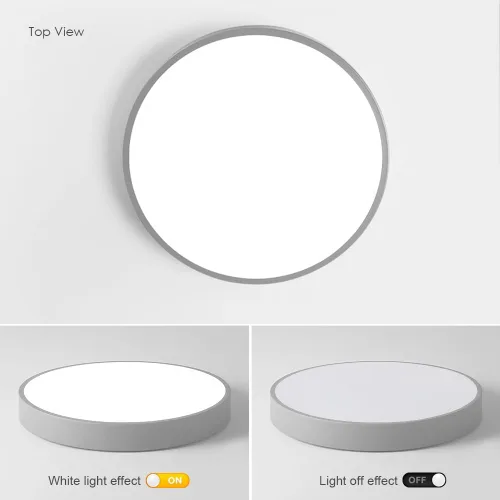 Vista 5 de Led Ceiling Lamp - Remote Control Light Fixture, Grey, 16" 24w Flush Mount, Suitable for Bedroom, Hallway, Balcony, Office, Bathroom - 3000k-6000k