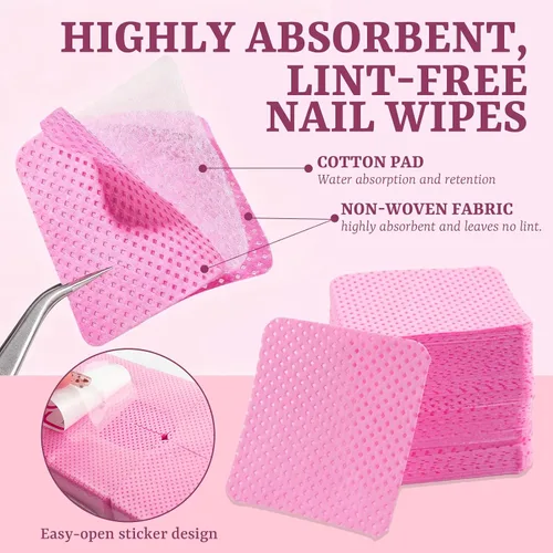 Vista 3 de 300 toallitas de uñas sin pelusa con clips de remojo de uñas, kit removedor de esmalte de uñas con clips acrílicos para quitar uñas, dispensador