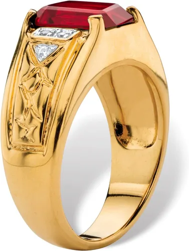 Vista 2 de PalmBeach - Anillo para hombre, chapado en oro amarillo, talla 8 a 13