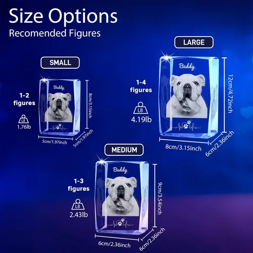 Vista 5 de Marco de fotos de cristal 3D personalizado con luz nocturna para mascotas conmemorativo con mis fotos, regalo de aniversario de Navidad