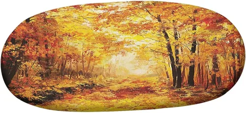 Vista 3 de Mantel ajustable ovalado de poliéster elástico, color otoño pálido en el bosque, pastoral tranquilo, vida simple, se adapta a mesas ovaladas