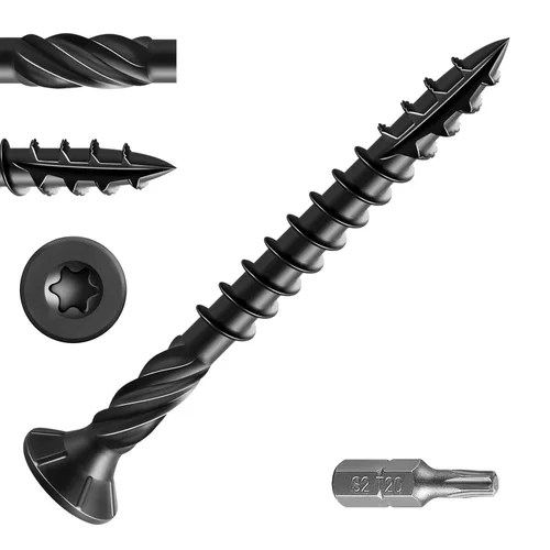 Vista 17 de Wensilon 5/16 * 3" Tornillos negros para cubierta, (piezas) 2 libras. Tornillos de madera para exterior, resistentes a la oxidación
