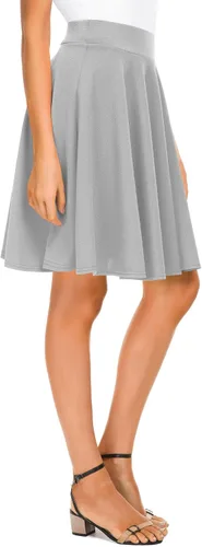 Vista 8 de Urban CoCo Women's Basic Midi Skirt Versatile Stretchy Flared Casual High Waisted Skirt Negro