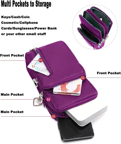 Vista 4 de WITERY Waterproof Nylon Cute Crossbody Cell Phone Purse Smartphone Wallet Bag for Women
