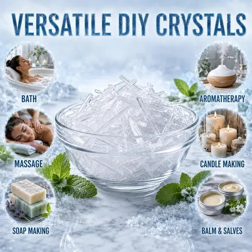 Vista 3 de Cristales de mentol, 1 libra, 100 % menta arvensis pura y natural, UPS de grado alimenticio