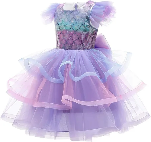 Vista 2 de Disfraz de sirena para niñas, disfraz de princesa para fiesta de cumpleaños, Halloween, Navidad, carnaval, cosplay