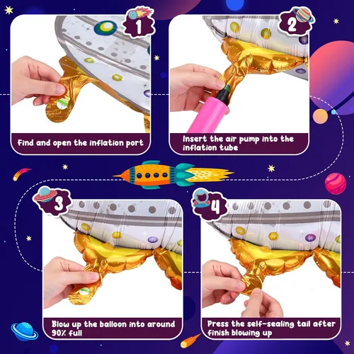 Vista 4 de 9 globos espaciales, globos de cohete de astronauta, decoraciones de fiesta temática de planetas para fiestas de cumpleaños