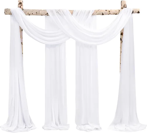 Vista 35 de Tela para Cubrir Arco de Boda, 4 Paneles 71 cm x 6,1 m Telas para Arco de Boda Azul Bebé para Ceremonia, Telas de Gasa para Decoración de Arco
