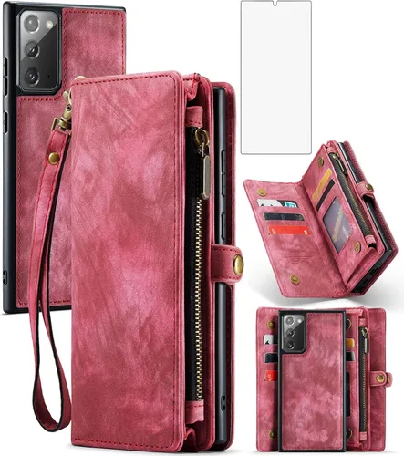 Vista 10 de Asuwish Funda de teléfono para Samsung Galaxy Note 20 Glaxay Note20 5G con cremallera, funda desmontable con protector de pantalla de vidrio