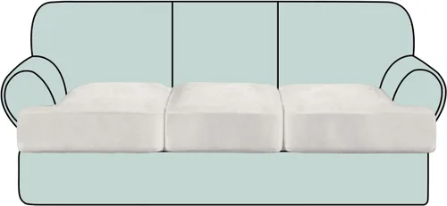 Vista 32 de Fundas de cojín de terciopelo elástico de lujo para sofá, juego de 3 piezas para sofás en forma de T, fundas antideslizantes y lavables, protector