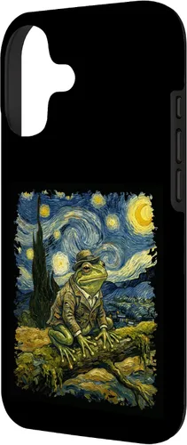 Vista 2 de Vintage Frog Van Gogh Style Starry Night Graphic Case for iPhone 17
