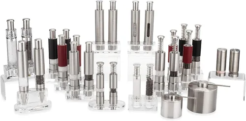 Vista 7 de Set de molinillo de sal y pimienta Grind Gourmet, molinillo de pimienta original de presionar y moler recargable, molinillo de pulgar moderno