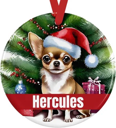 Vista 22 de Personalized Fawn Pug Ceramic Christmas Ornament, 3-Inch