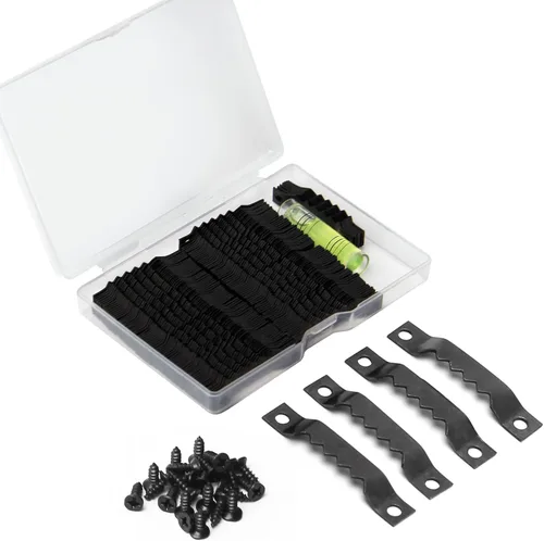 Vista 9 de 50 piezas de accesorios para colgar fotos, anillos en D resistentes, kit para colgar cuadros con tornillos, niquelado, anillos en D de metal