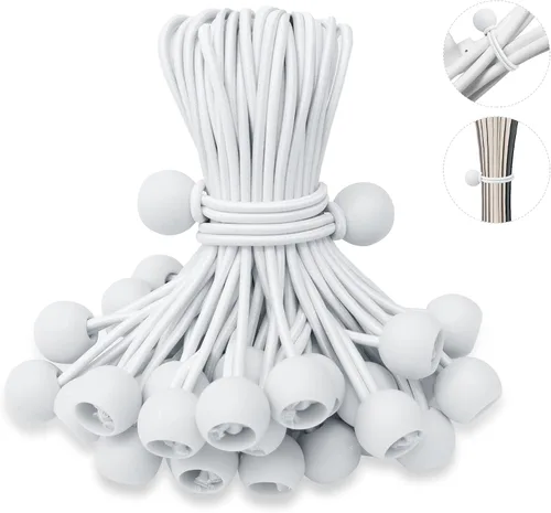 Vista 9 de Cuerdas elásticas de bolas de 6 pulgadas, correa elástica resistente a los rayos UV, cordón de amarre reutilizable con bolas, cables para interiores
