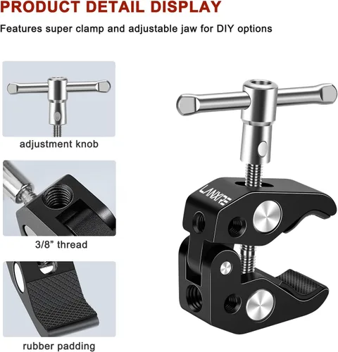 Vista 6 de Abrazadera de micrófono de montaje para micrófono con brazo mágico de cabeza esférica - Compatible con micrófonos - Carga máxima de 4.4 libras / 4.4
