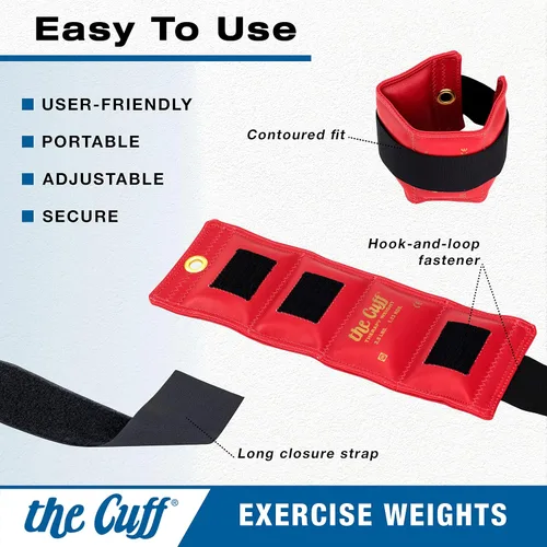 Vista 2 de The Cuff Juego de 9 pesas ajustables para tobillo y muñeca para entrenamiento, baile, correr, tonificación y fisioterapia para hombres y mujeres