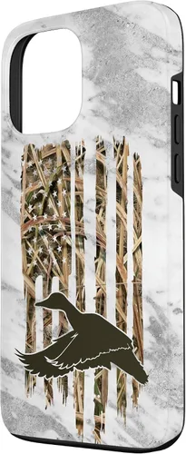 Vista 2 de Funda de caza de caza para iPhone 13 Pro Max con diseño de camuflaje gris y bandera de Estados Unidos