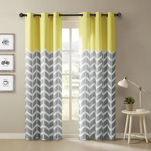 Vista 14 de Juego de cortinas Alex con arandelas y diseño chevrón
