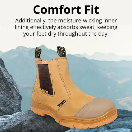 Vista 5 de WOLF Work Boot 100% Genuine Upper Leather Oil, Slip, Impact, Puncture Resistant Electrical Hazards Non-Slip Rubber Sole