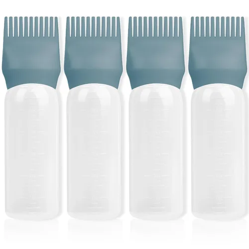 Vista 15 de Paquete de 2 herramientas aplicadoras de peine de raíces de 6 onzas, botella aplicadora de aceite para el cabello con dispensador de aceite