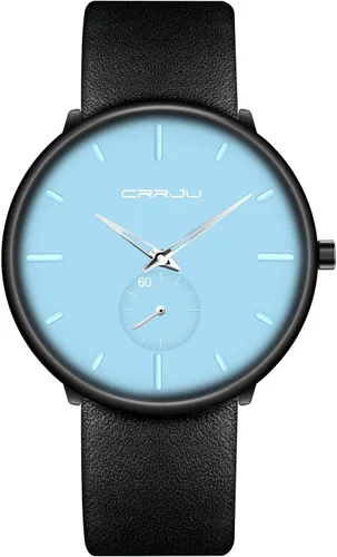 Vista 16 de Mens Watches Ultra-Thin Minimalist Waterproof-Fashion Wrist Watch for Men Unisex Dress with Leather Band