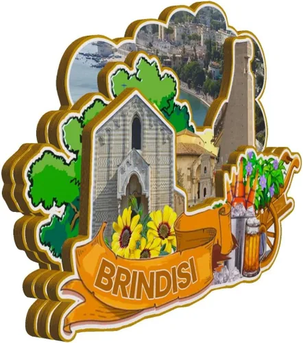 Vista 2 de Brindisi Puglia Italia - Imán de madera para nevera, monumentos 3D, recuerdos coleccionables, decoración hecha a mano -2555