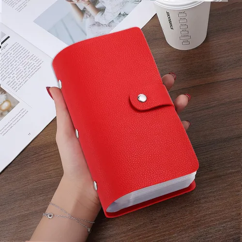 Vista 2 de Organizador de tarjetas de crédito RFID, soporte para tarjetas de visita para hombres y mujeres con 96 ranuras para tarjetas, soporte de cuero